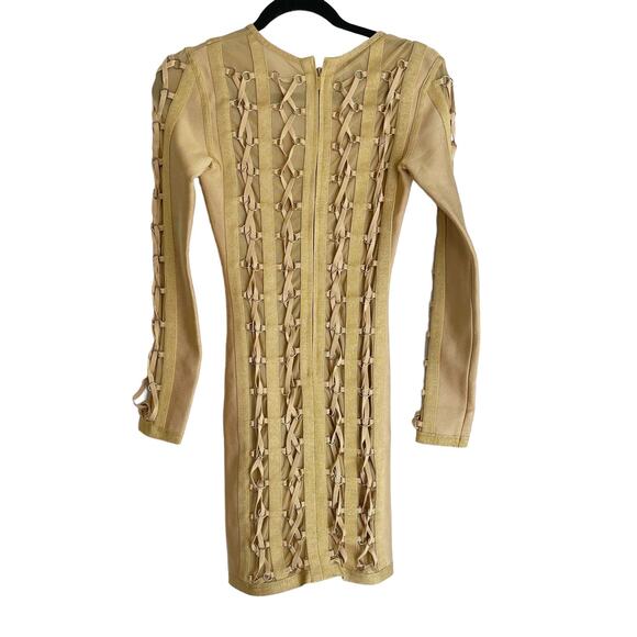 House of CB London Bandage Chain Dress Feodora Long Sleeve In Golden Size XS NWT - Picture 4 of 10